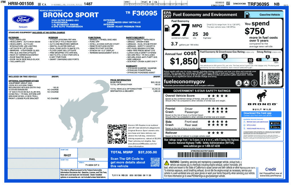 New 2026 Carbonized Gray Metallic Ford Outer Banks image 2