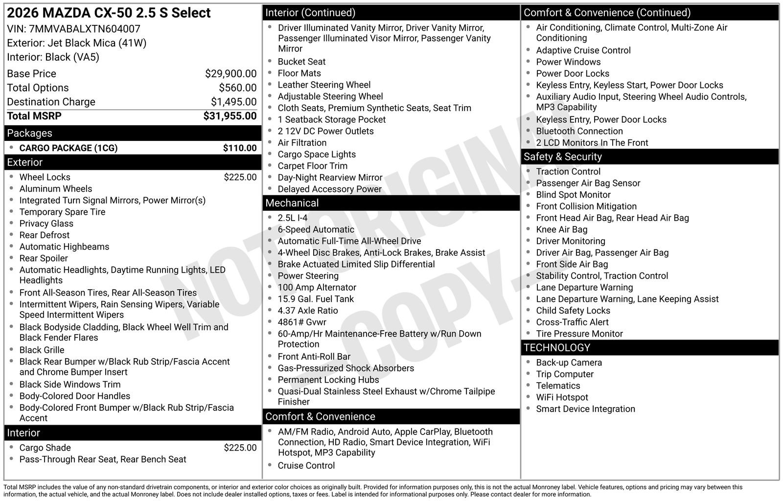 New 2026 Jet Black Mica Mazda 2.5 S Select AWD image 22