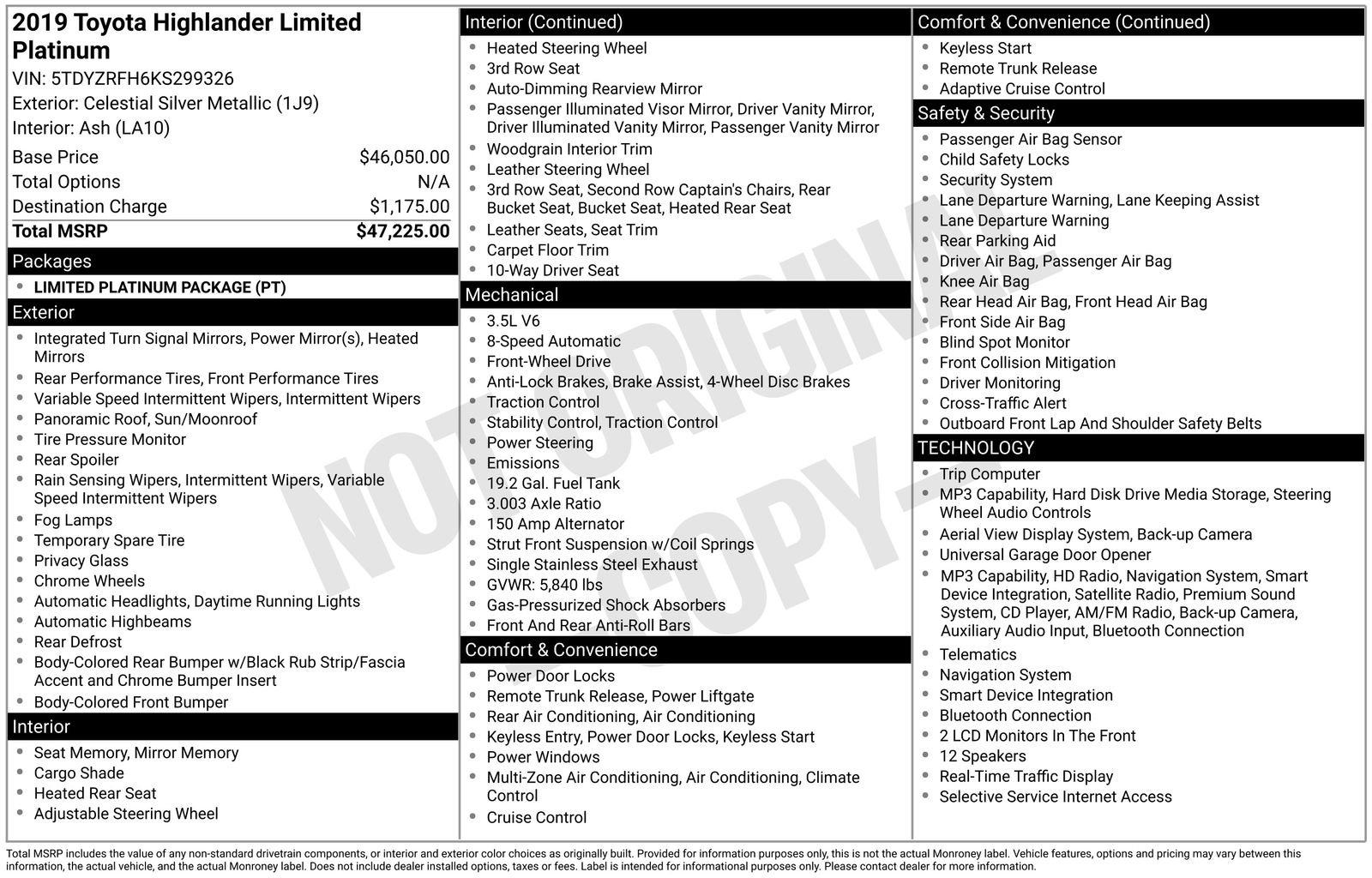 2019 Toyota Highlander Limited Platinum