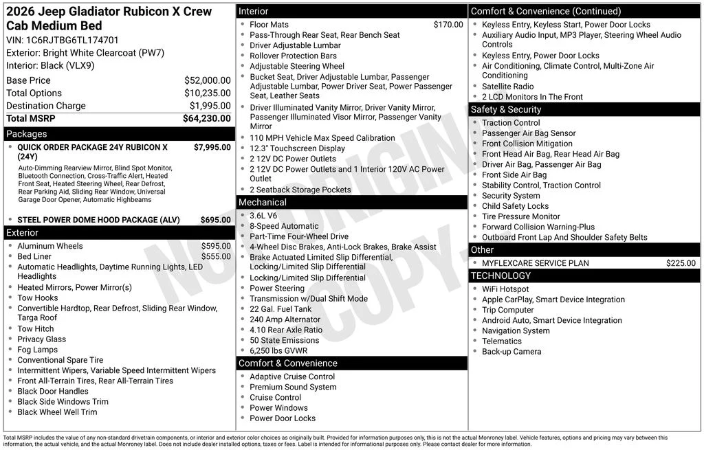 New 2026 Bright White Clear-Coat Exterior Paint Jeep Rubicon X image 7