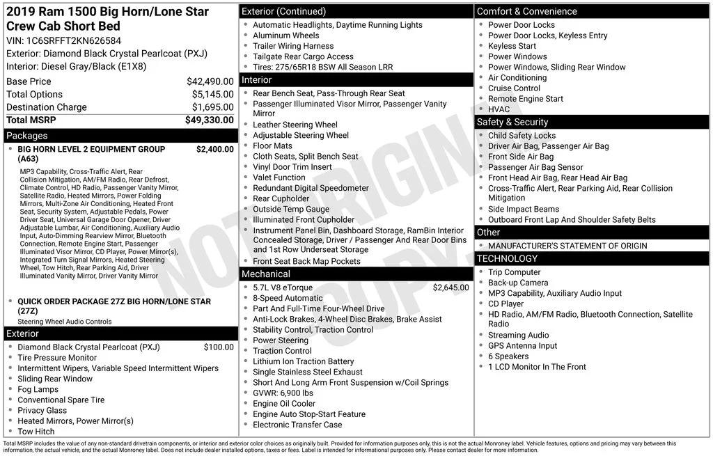 Used 2019 Black Ram Big Horn/Lone Star image 2