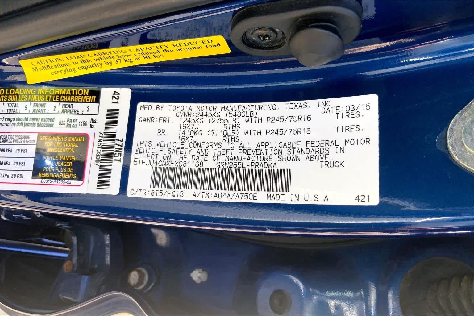 Used 2015 Blue Ribbon Metallic Toyota PreRunner image 30