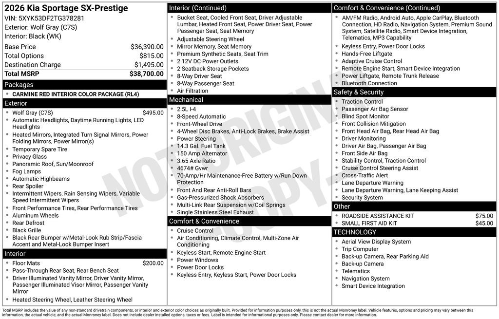 New 2026 Wolf Gray Kia SX Prestige image 32