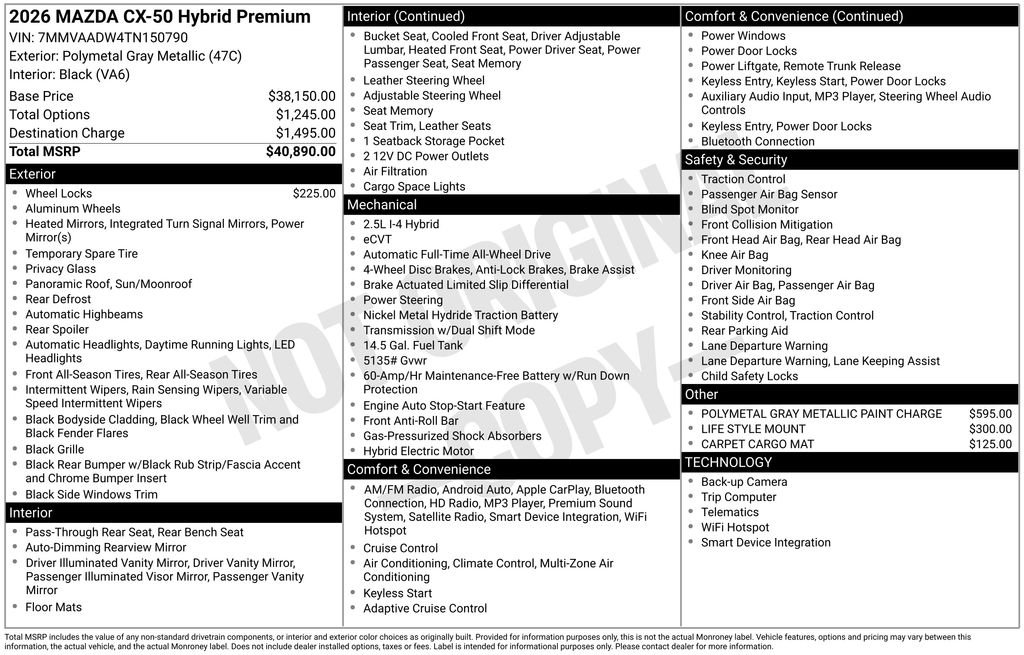 Certified Used 2026 Gray Metallic Mazda Premium image 5