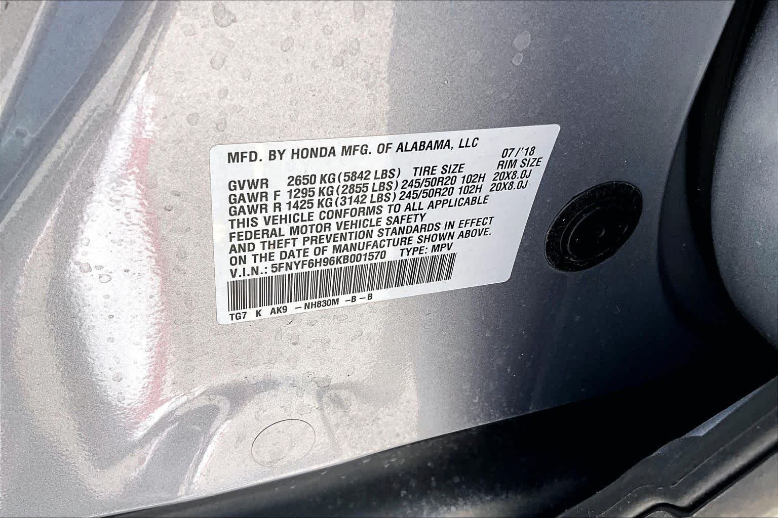 Used 2019 Lunar Silver Metallic Honda Touring 8-Passenger image 35