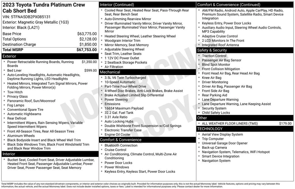 Used 2023 Gray Toyota Platinum image 1