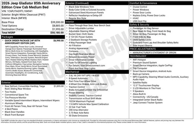 New 2026 Bright White Clear-Coat Exterior Paint Jeep 85th Anniversary Edition image 38