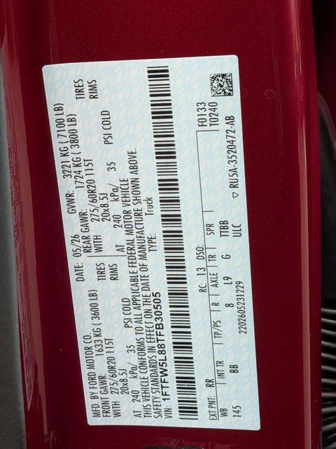 New 2026 Ruby Red Metallic Tinted Clearcoat Ford Lariat® image 36