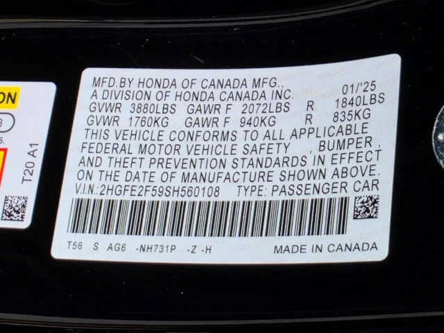 Certified Used 2025 Crystal Black Pearl Honda 4D SPORT image 34
