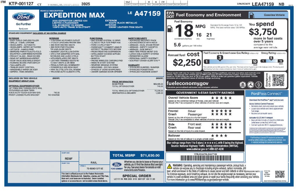 Used 2020 Black Ford Limited image 40