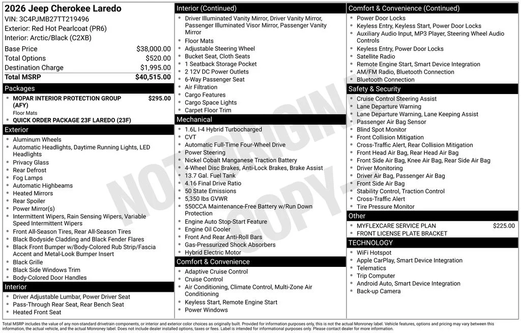New 2026 Red Hot Pearl-Coat Exterior Paint Jeep Laredo image 6