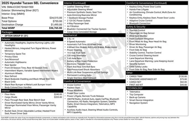 Used 2025 Silver Hyundai SEL Convenience image 37