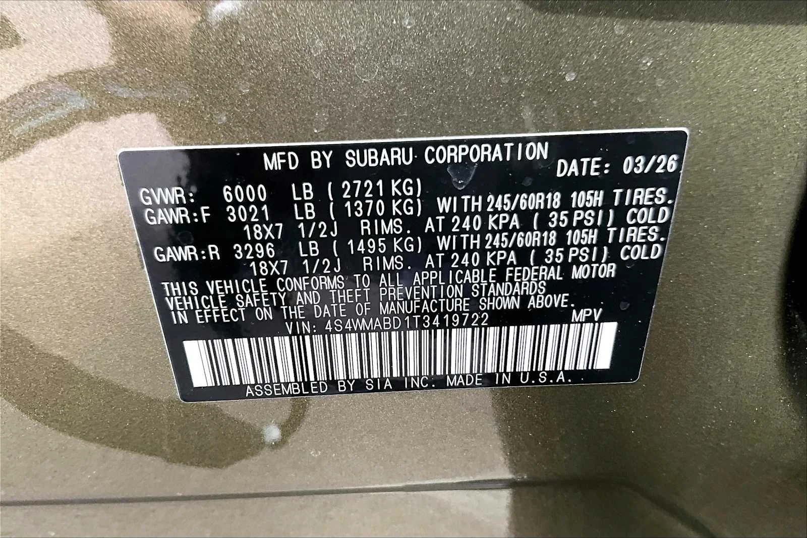 New 2026 Autumn Green Metallic Subaru Premium image 18