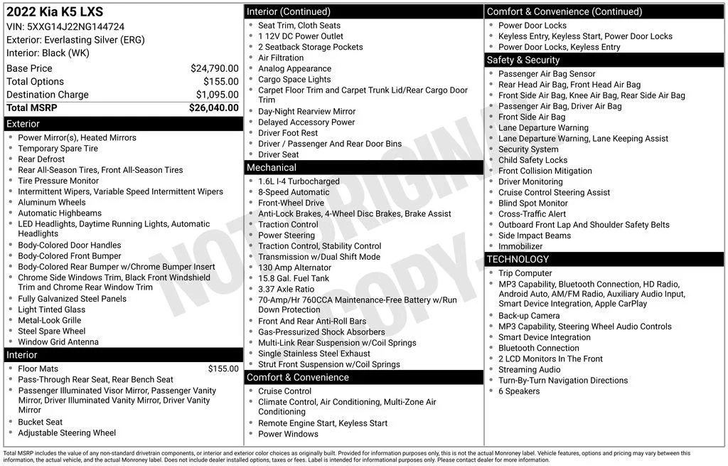 Used 2022 Silver Kia LXS image 8