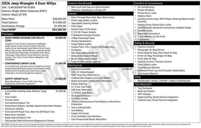 New 2026 Bright White Clear-Coat Exterior Paint Jeep Willys image 43