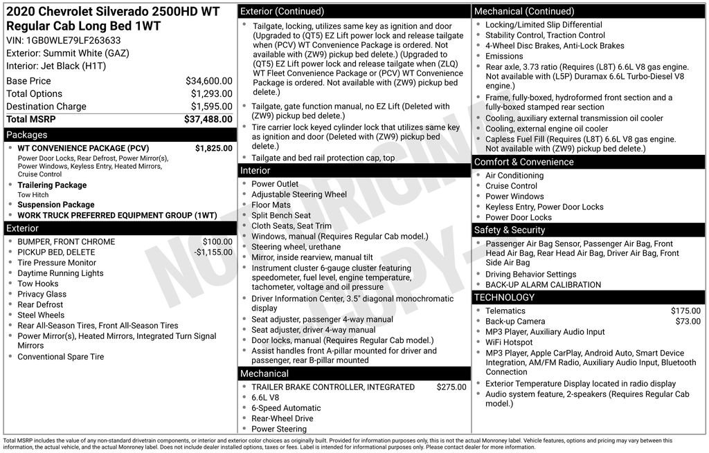 Used 2020 White Chevrolet Work Truck image 10