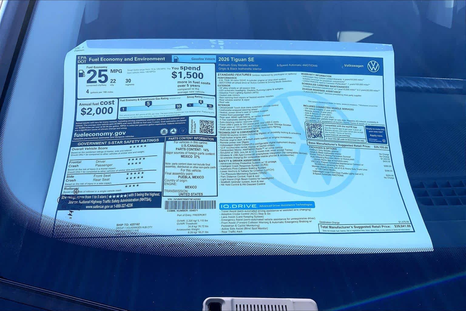 New 2026 Platinum Gray Metallic Volkswagen SE image 22