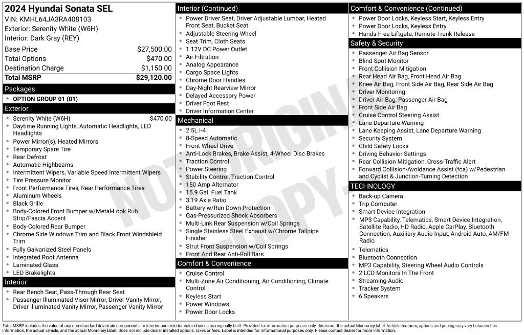 Used 2024 White Hyundai SEL image 8