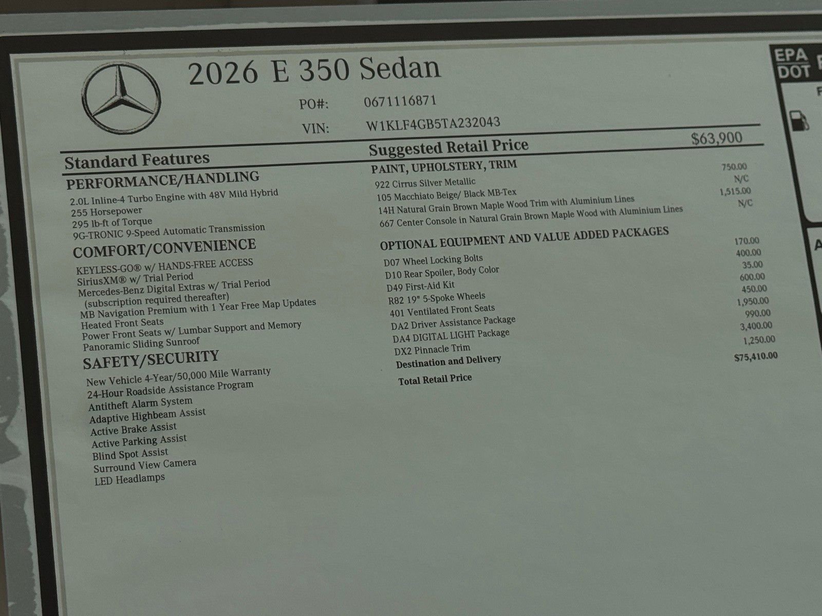 New 2026 Cirrus Silver Metallic Mercedes-Benz E 350 image 23