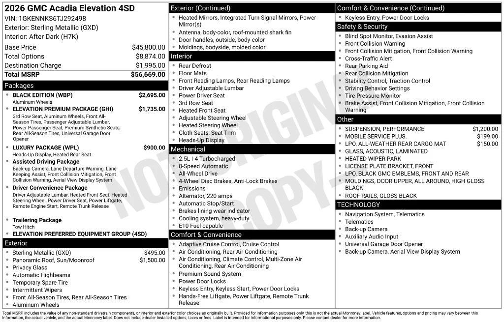 2026 GMC Acadia Elevation - Photo 26