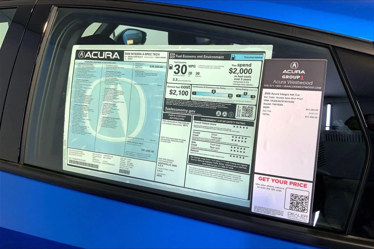 New 2026 Double Apex Blue Pearl Acura With A-Spec Technology Package image 19
