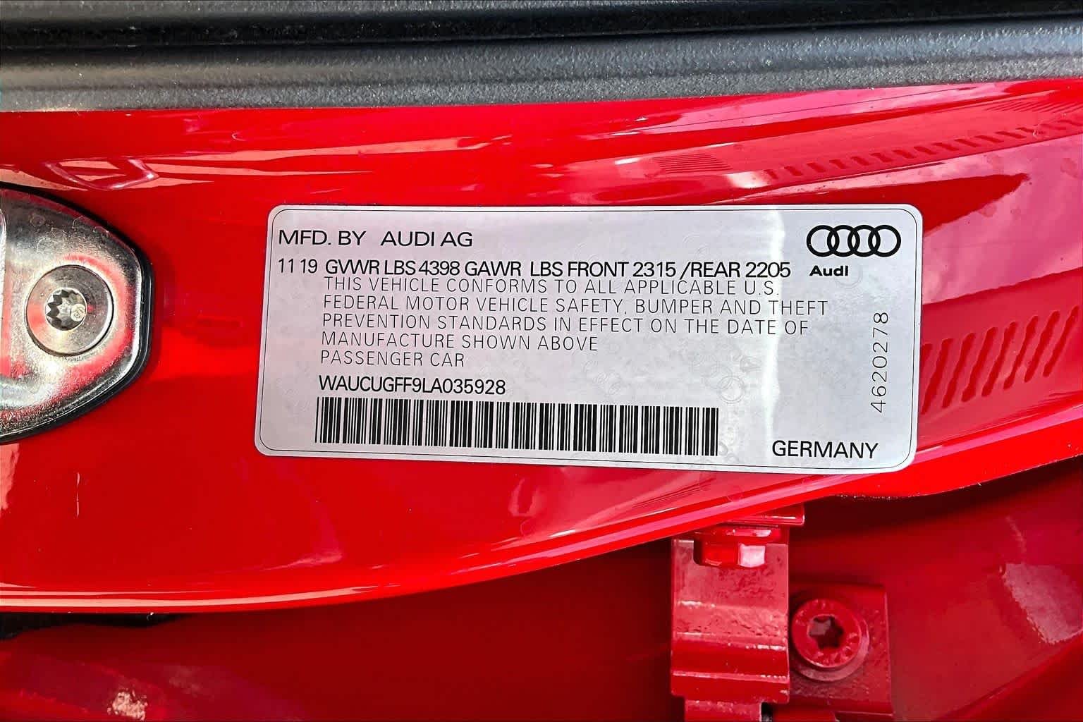 Used 2020 Tango Red Metallic Audi Premium Plus image 35