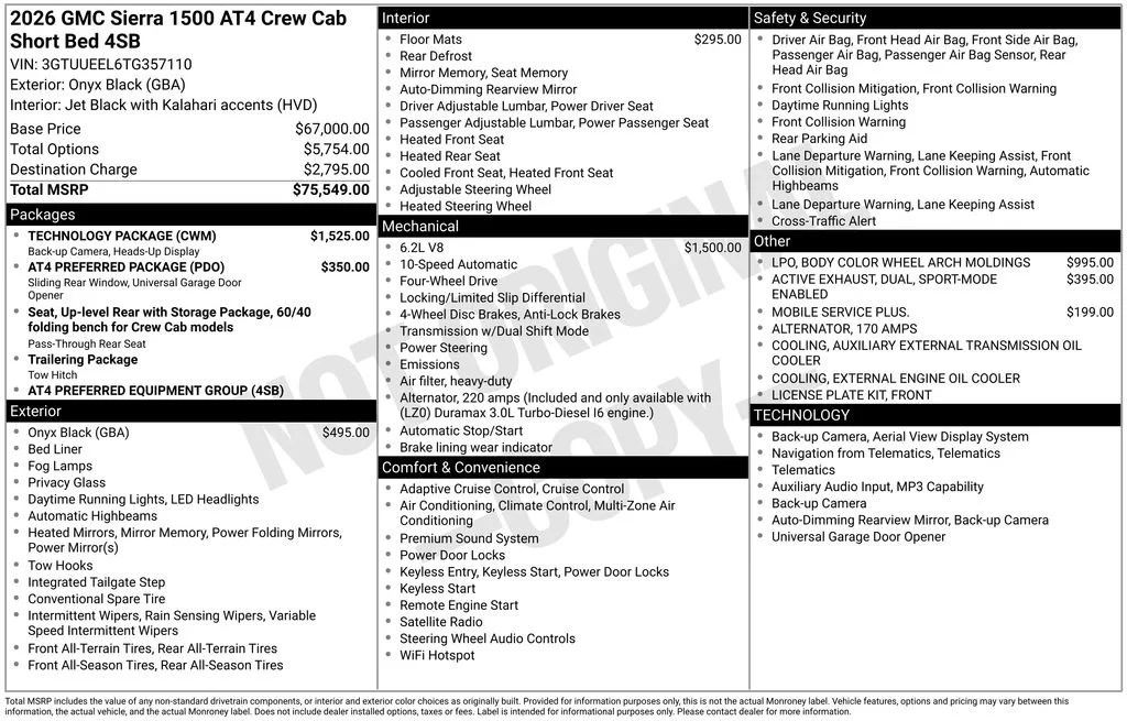 New 2026 Onyx Black GMC AT4 image 16