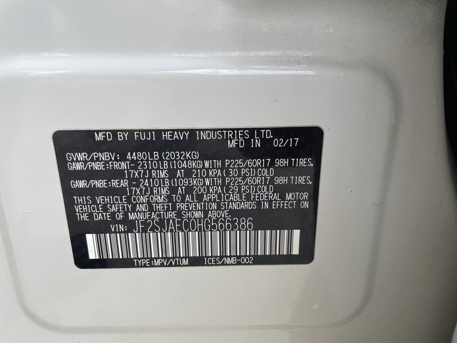 Used 2017 Crystal White Pearl Subaru Premium image 31
