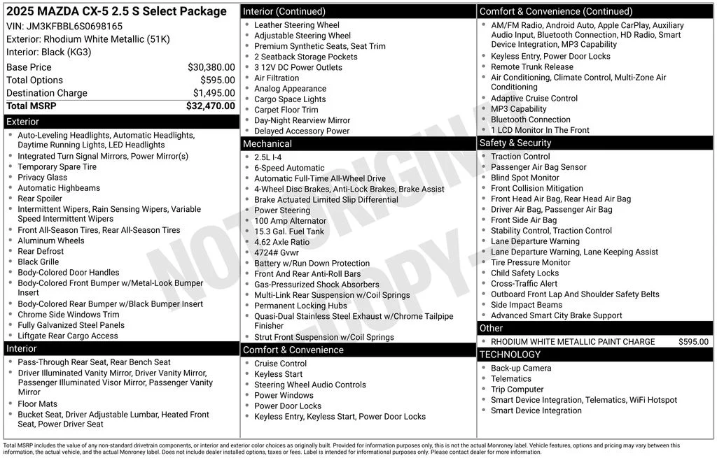 Certified Used 2025 White Mazda 2.5 S Select Package image 3