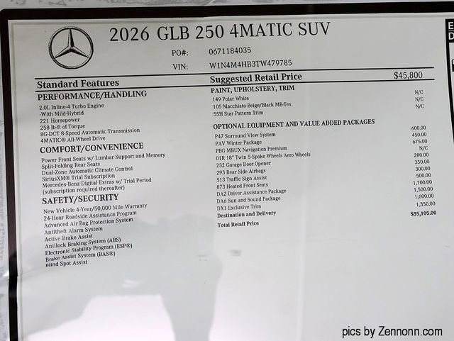 New 2026 Polar White Mercedes-Benz GLB 250 image 56