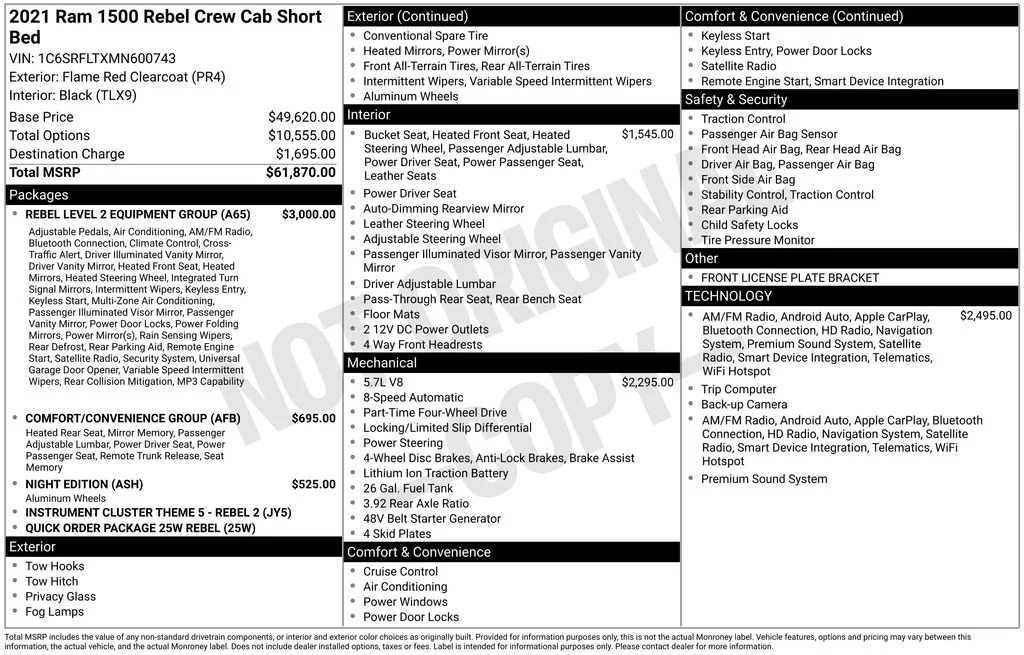 Used 2021 Red Ram Rebel image 6