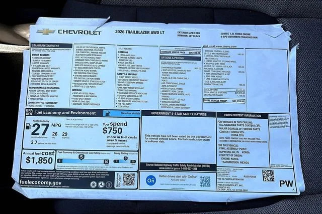 New 2026 Apex Red Chevrolet LT image 14