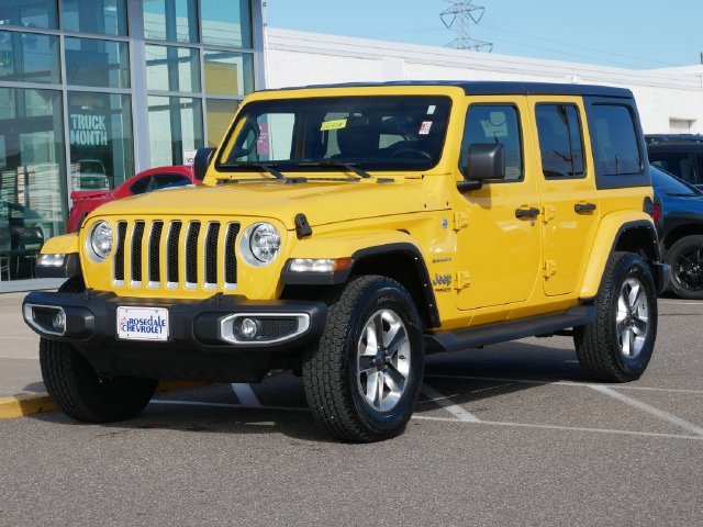 Used 2021 Jeep Wrangler Unlimited Sahara with VIN 1C4HJXEG6MW754621 for sale in Roseville, Minnesota