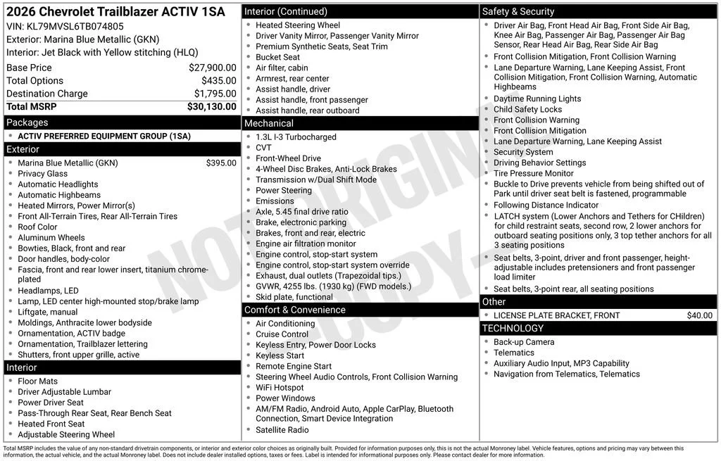 2026 Chevrolet Trailblazer Activ's photo