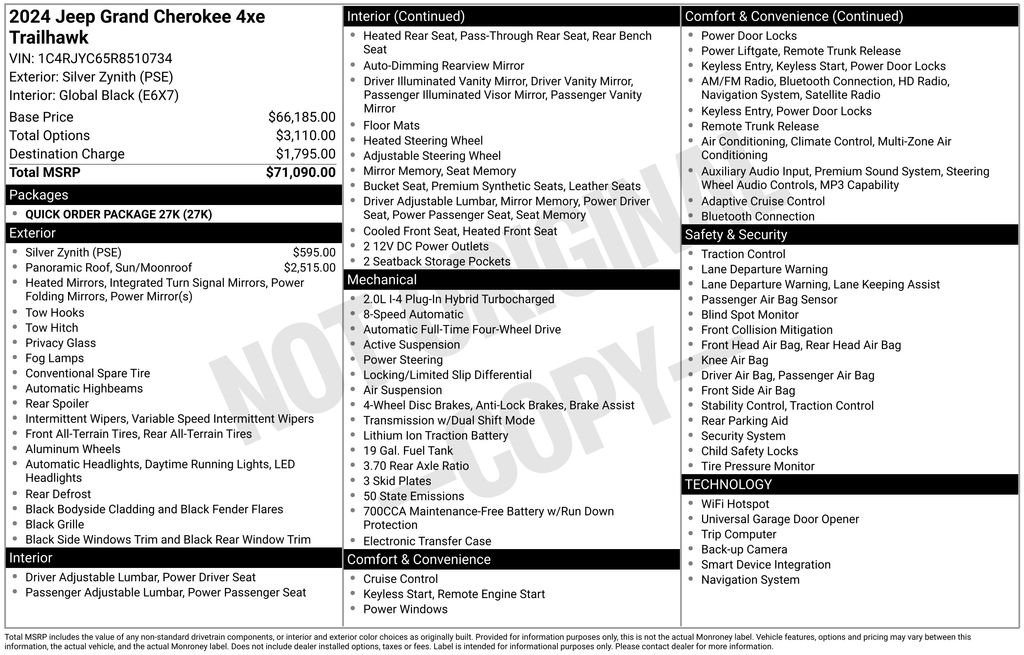 New 2024 Silver Zynith Jeep Trailhawk 4xe image 25