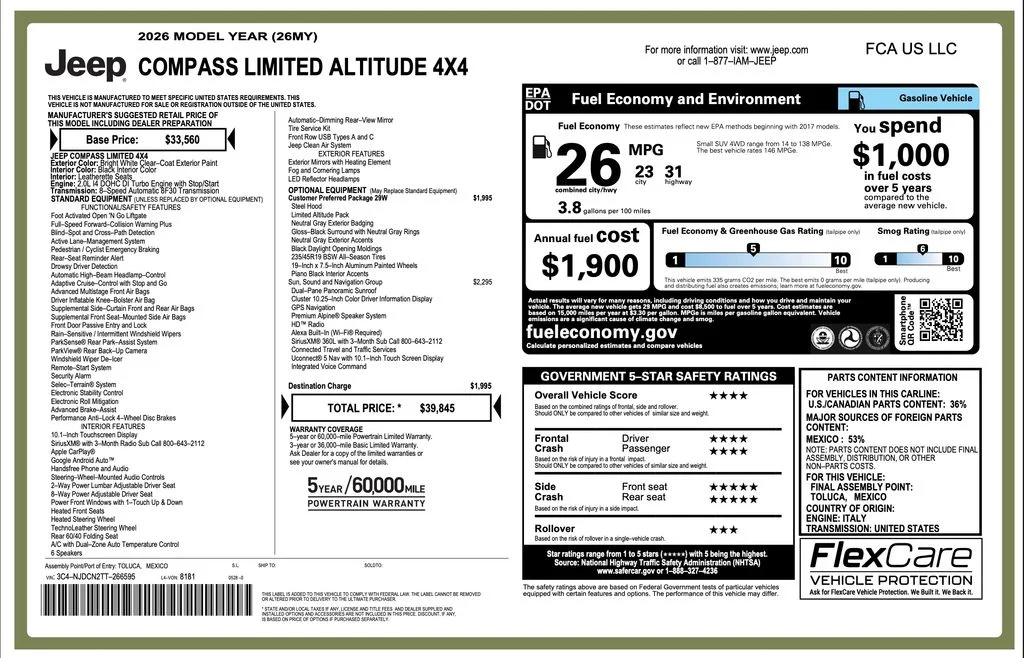 New 2026 Bright White Clear-Coat Exterior Paint Jeep Limited image 2