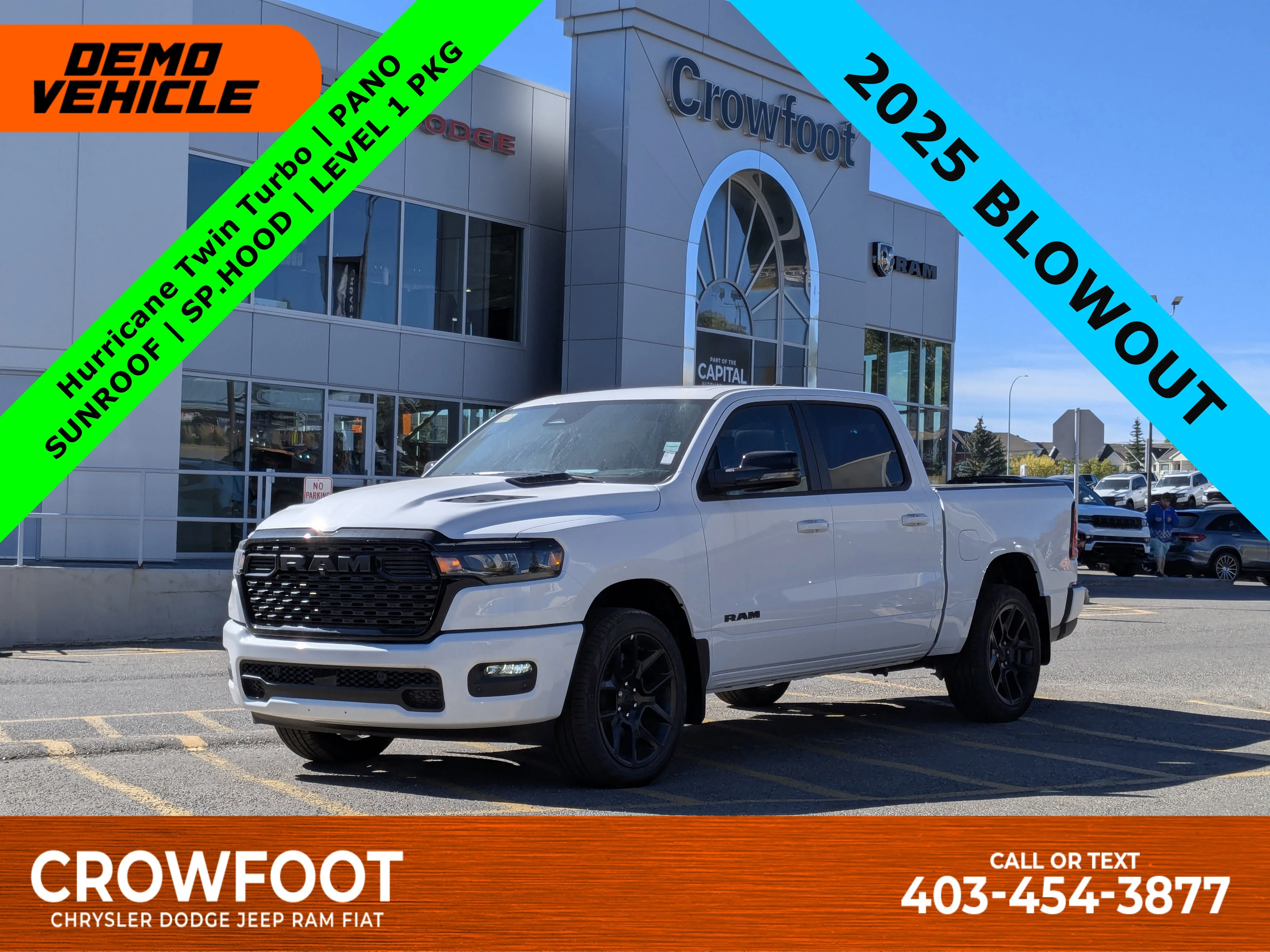 New 2025 White RAM Sport - - Night Edition - Level 1 Equip - Panoramic Sunroof & Tons more! image 1