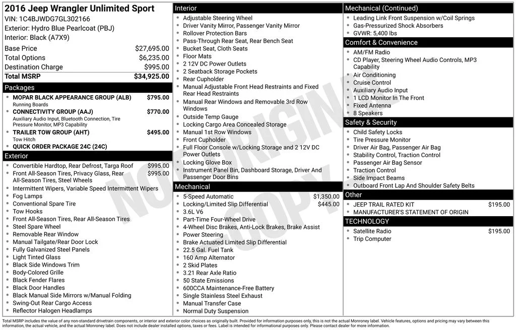 Used 2016 Blue Jeep Unlimited Sport image 9