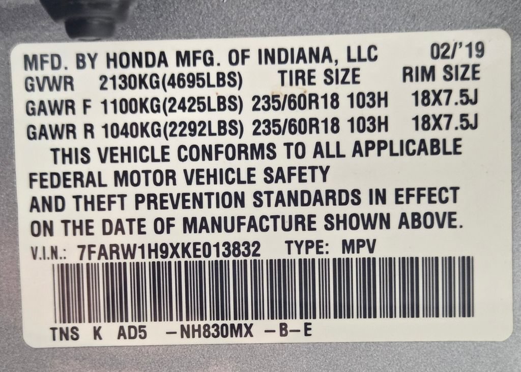 Certified Used 2019 Lunar Silver Metallic Honda Touring image 33