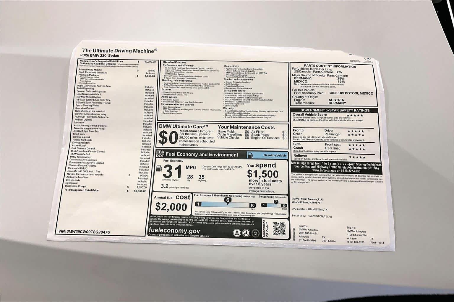 New 2026 Mineral White Metallic BMW 330i NA image 19