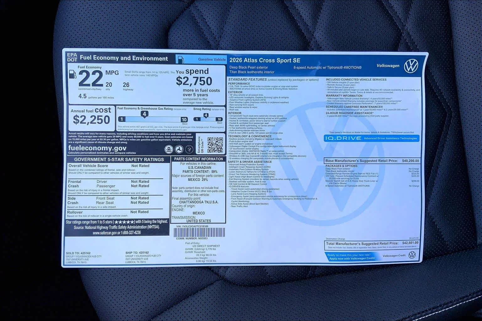 New 2026 Deep Black Pearl Volkswagen 2.0T SE image 22
