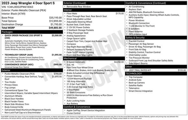Used 2023 Punkn Metallic Clearcoat Jeep Sport S image 30