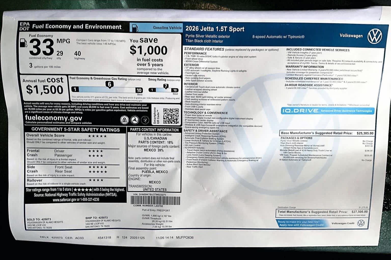 New 2026 Pyrite Silver Metallic Volkswagen 1.5T Sport image 19