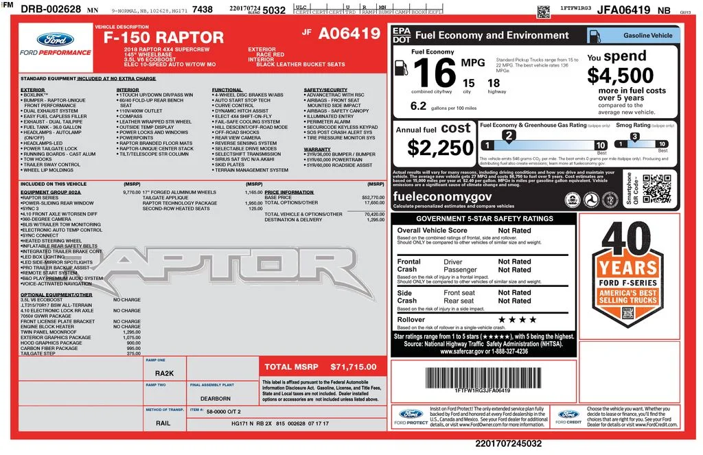 Used 2018 Race Red Ford Raptor image 35