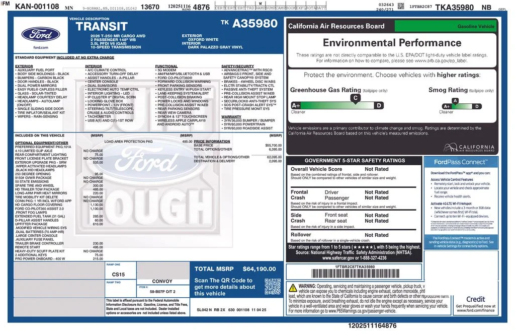 New 2026 Oxford White Ford Cargo Van image 5