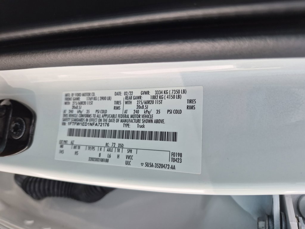 Used 2022 White Ford Lariat image 7