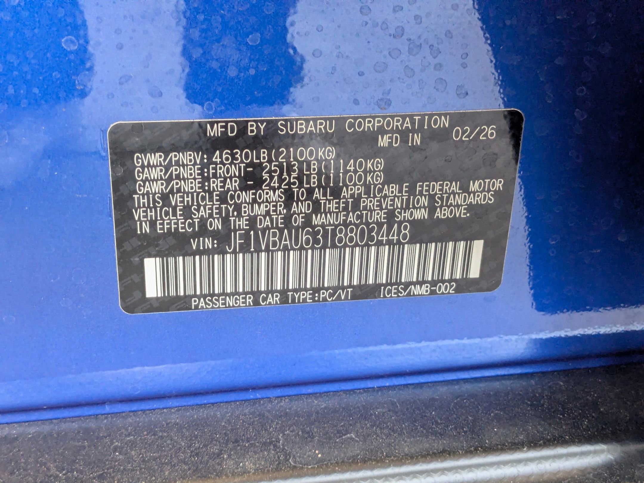 New 2026 WR BLUE PEARL Subaru GT image 15