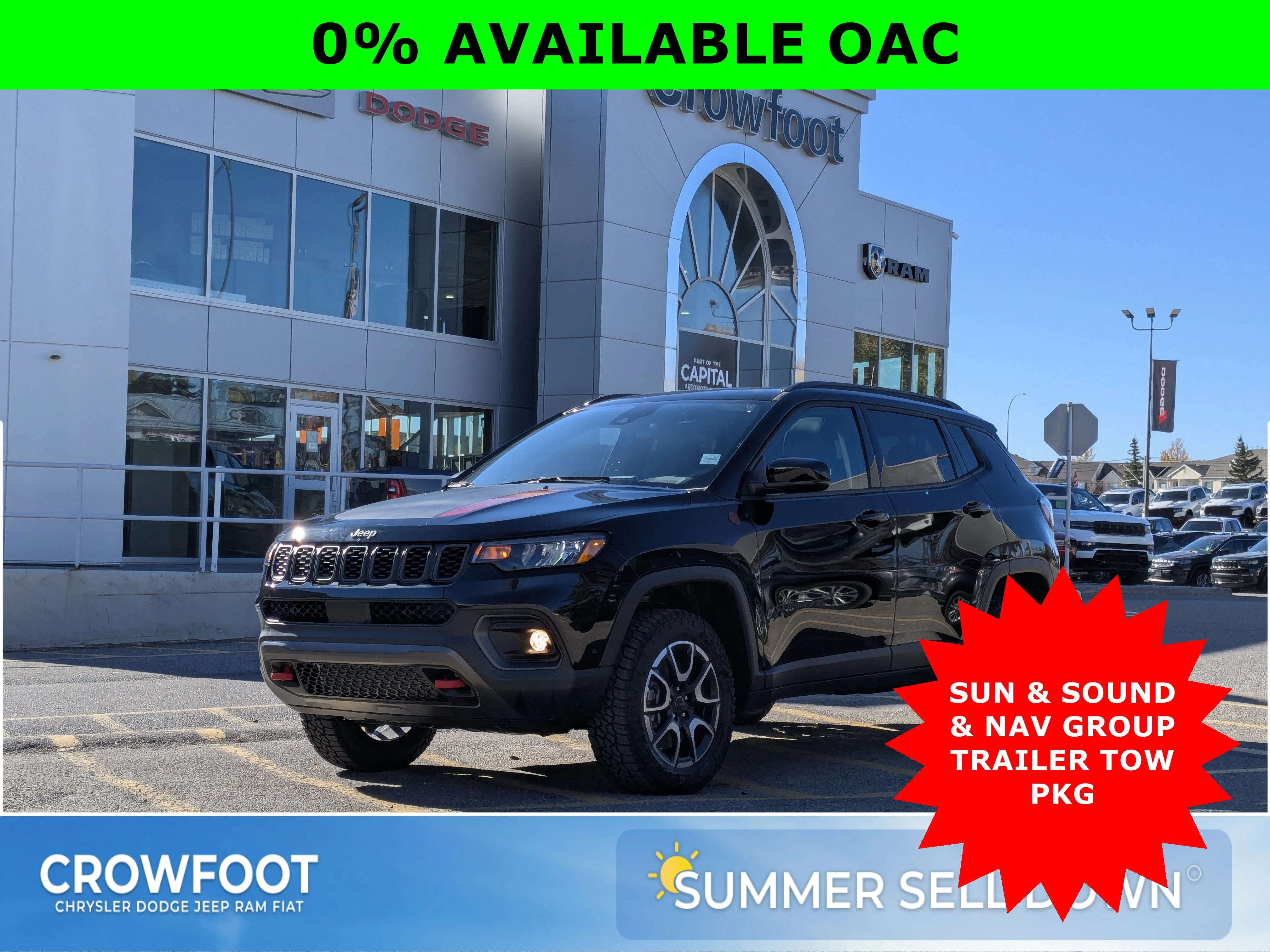 New 2026 Black Jeep Trailhawk - Sun Sound & Nav Group Pano Roof Alpine Speakers image 1