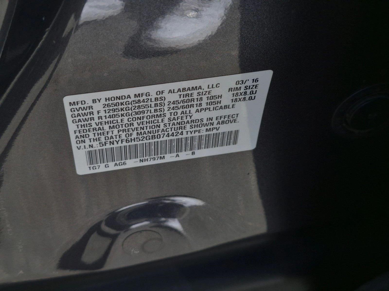 Used 2016 Gray Honda EX-L image 24