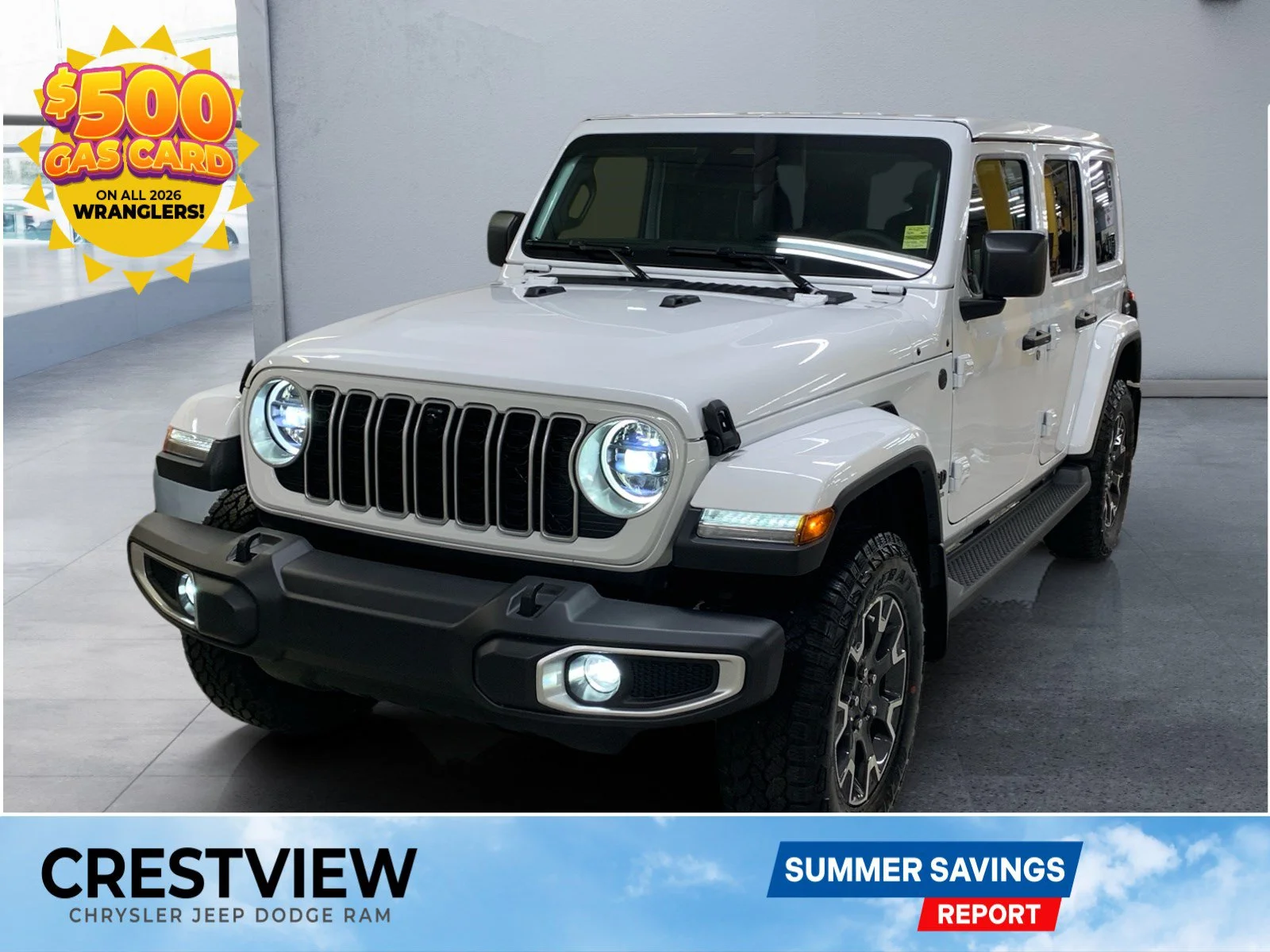 New 2026 Bright White Jeep Sahara image 1